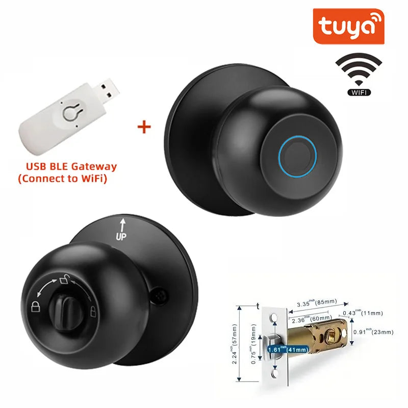 XSDTS With Tuya Biometric Fingerprint Smart Door Lock Electronic Lock  Keyless Security Door Entry Home House Apartment